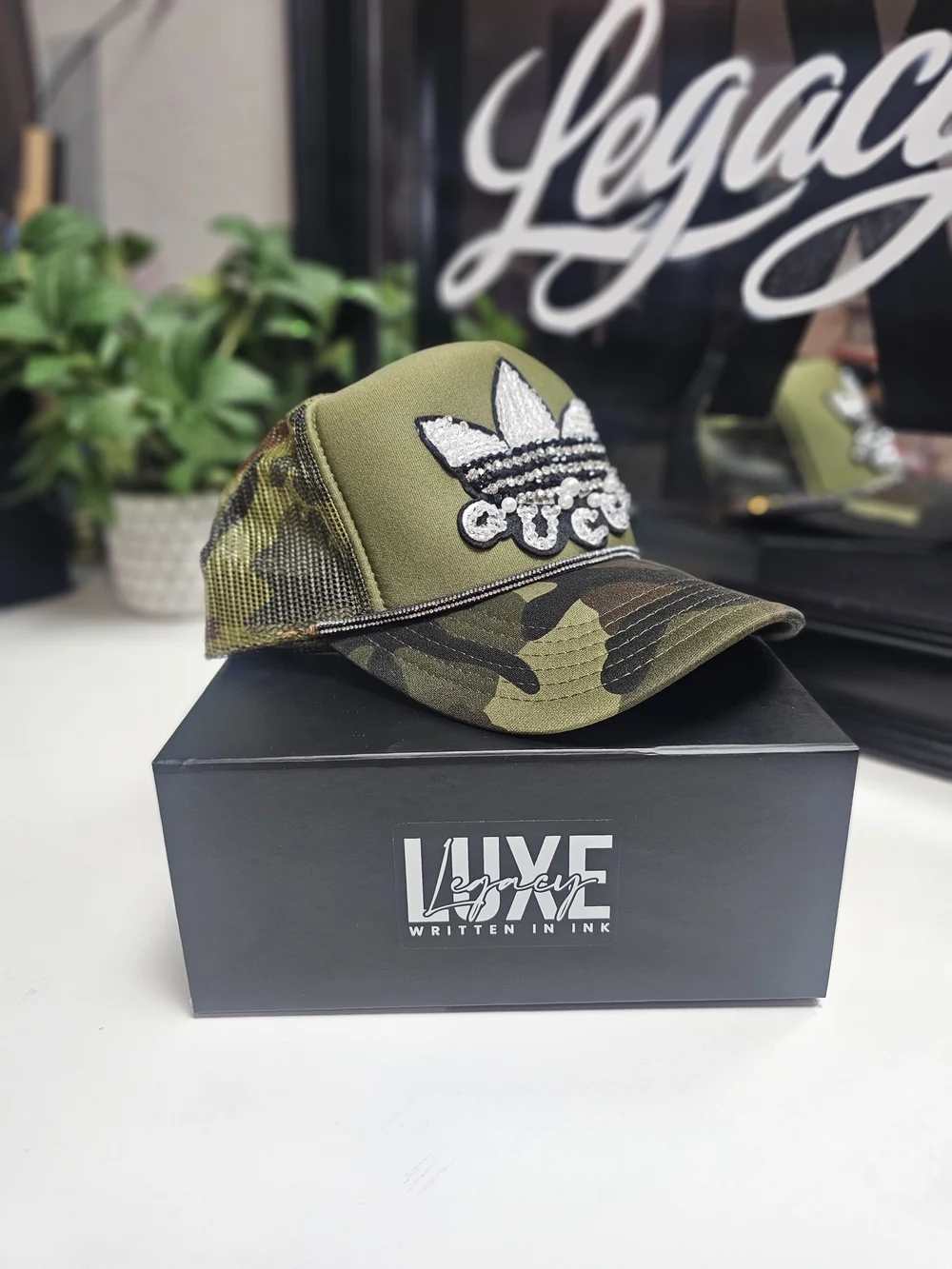 Designer Inspired Camouflage Trucker Hat - Custom